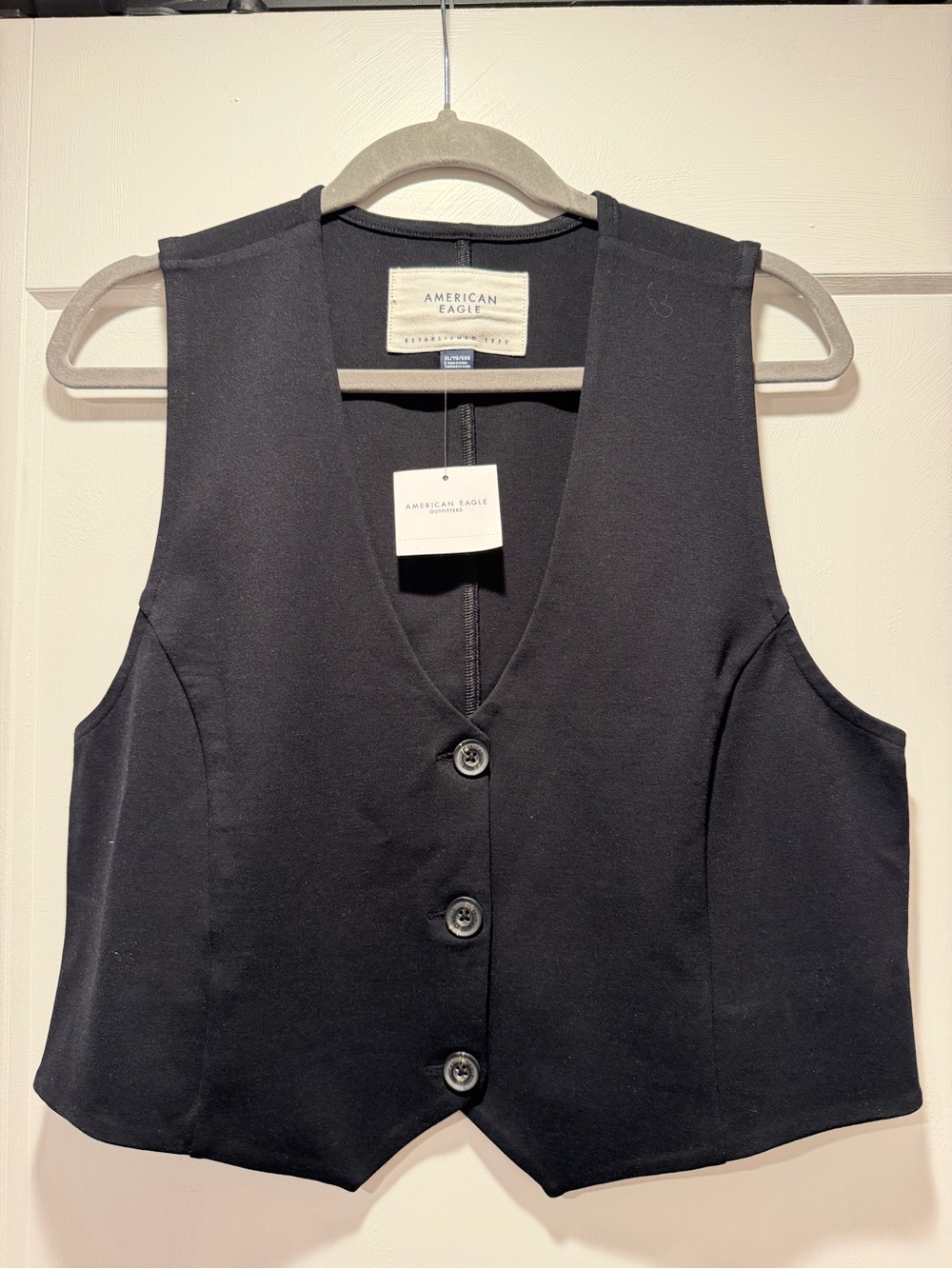 American Eagle Outfitters Black Sleeveless Button Vest